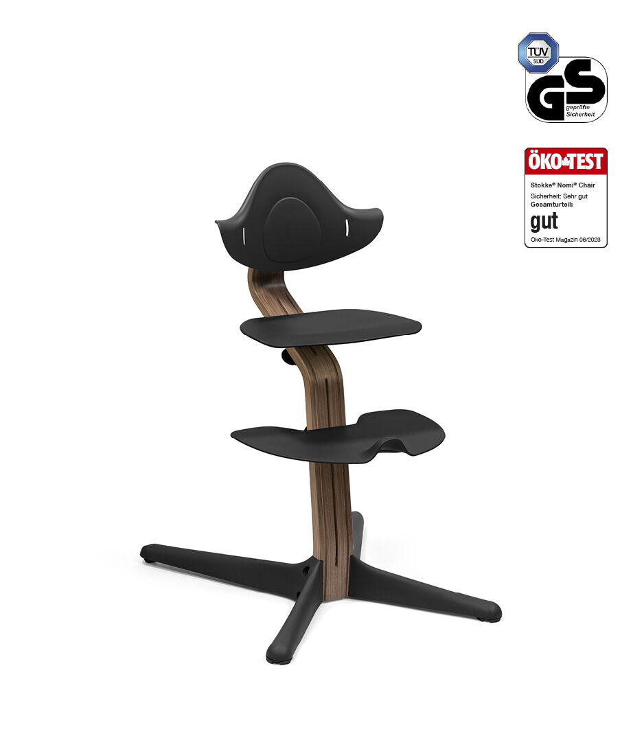 Stokke® Nomi® 成長椅胡桃木支架 黑色座椅, 胡桃木支架 黑色座椅, mainview