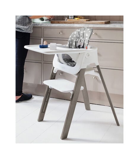 Stokke® Steps™ High Chair Hazy Grey Legs with White, Hazy Grey, mainview view 3