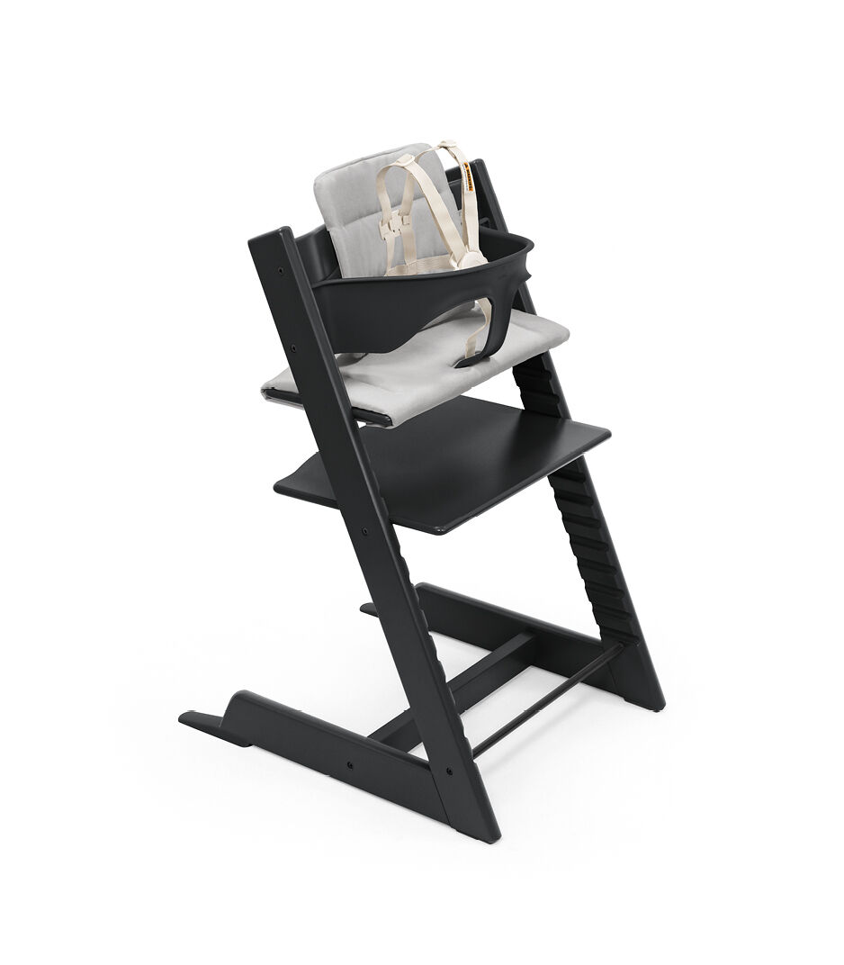 Tripp Trapp® High Chair Black with Baby Set and Cushion-25, Anthracite. US variant with Stokke® Harness. galery image 4