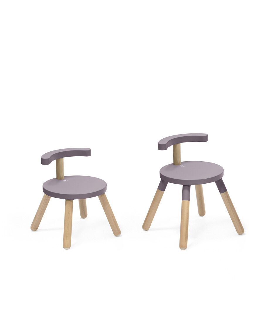 Stokke® MuTable™ Chair Lilac with/whitout Leg Extension.