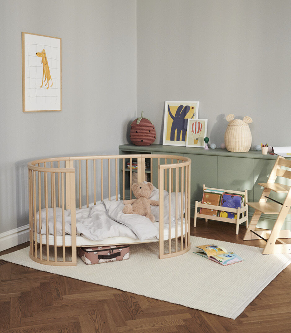 Stokke® Sleepi™ Bed V3 Natural. Open, with Mattress.