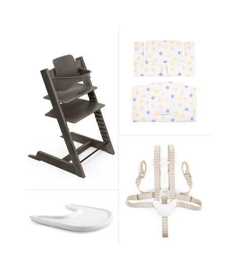 Tripp Trapp® Hazy Grey, Multi Stars Cushion + Tray, Hazy Grey, Multi Star Cushion + Tray, mainview view 2