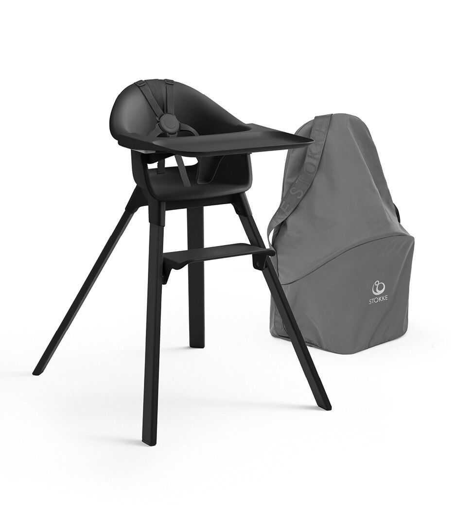Stokke® Clikk™ High Chair Midnight Black with Travel Bag Grey.