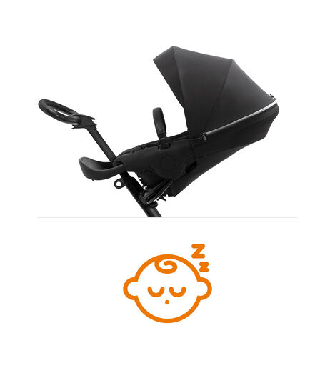Stokke® Xplory® X Rich Black Stroller with Seat Parent Facing, sleep position.   view 8