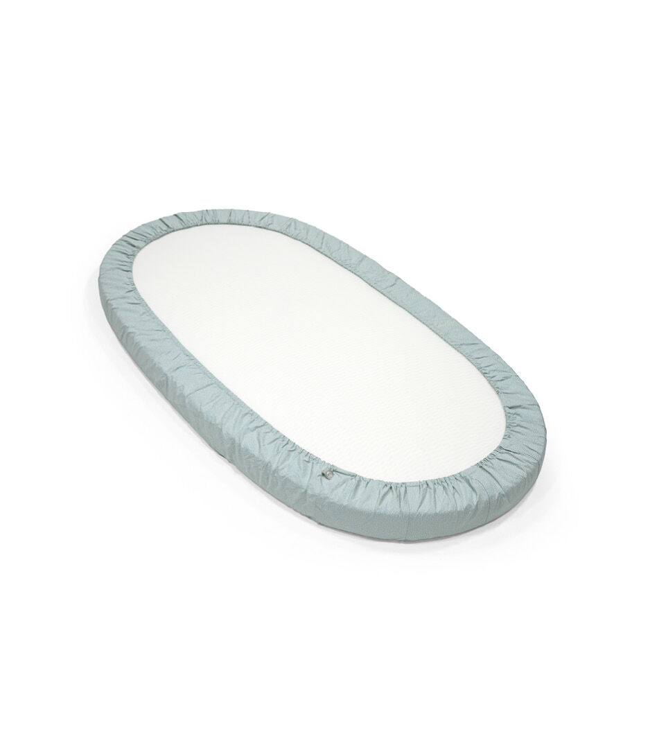 Stokke® Sleepi™ Bed Mattress with Fitted Sheet Dots Sage. Bottom side, detail.
