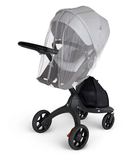 Stokke® Xplory™ with Stokke® Stroller Seat Brushed Grey and Mosquito Net. view 2