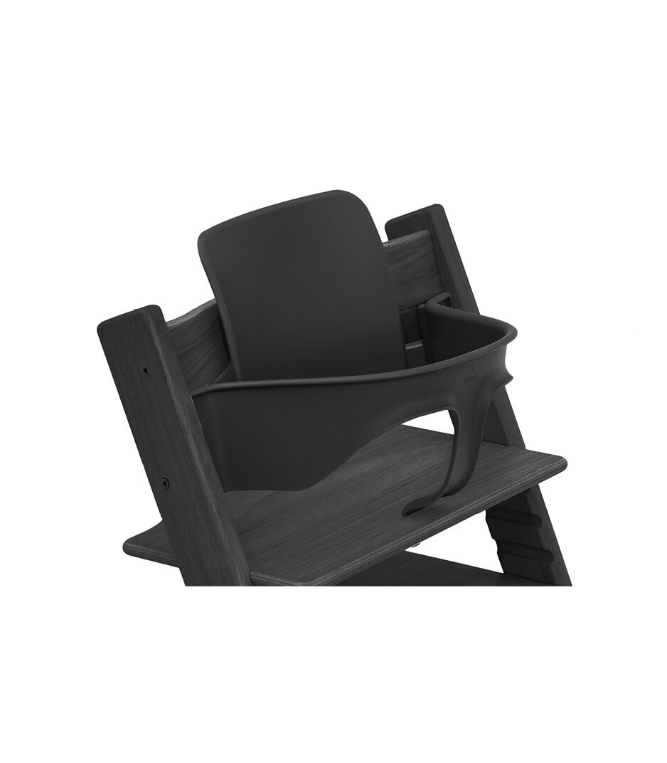 Tripp Trapp® chair Oak Black, with Baby Set. Close-up. galery image 3