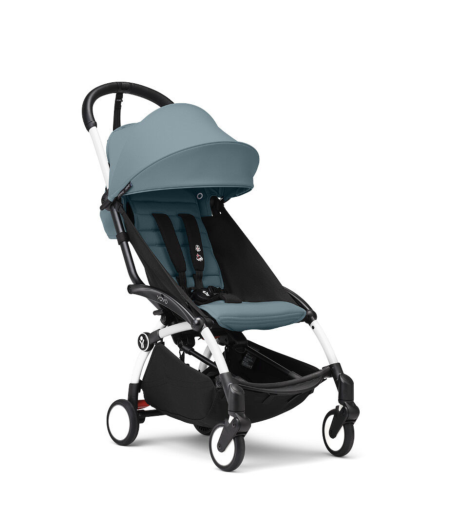 Stokke® YOYO³ stroller from 6 months - Aqua on White, Aqua with White Frame, mainview