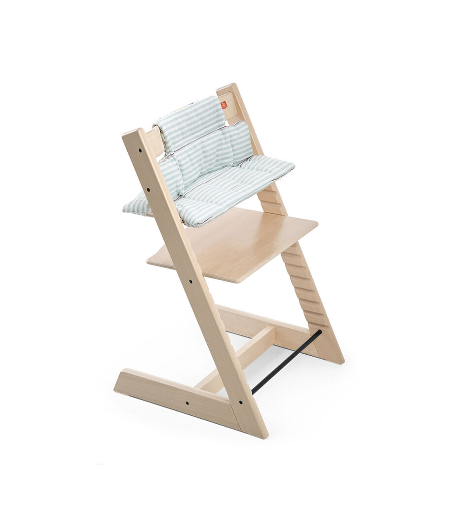 Tripp Trapp&reg; Natural with Cushion&nbsp;Aqua Stripes.