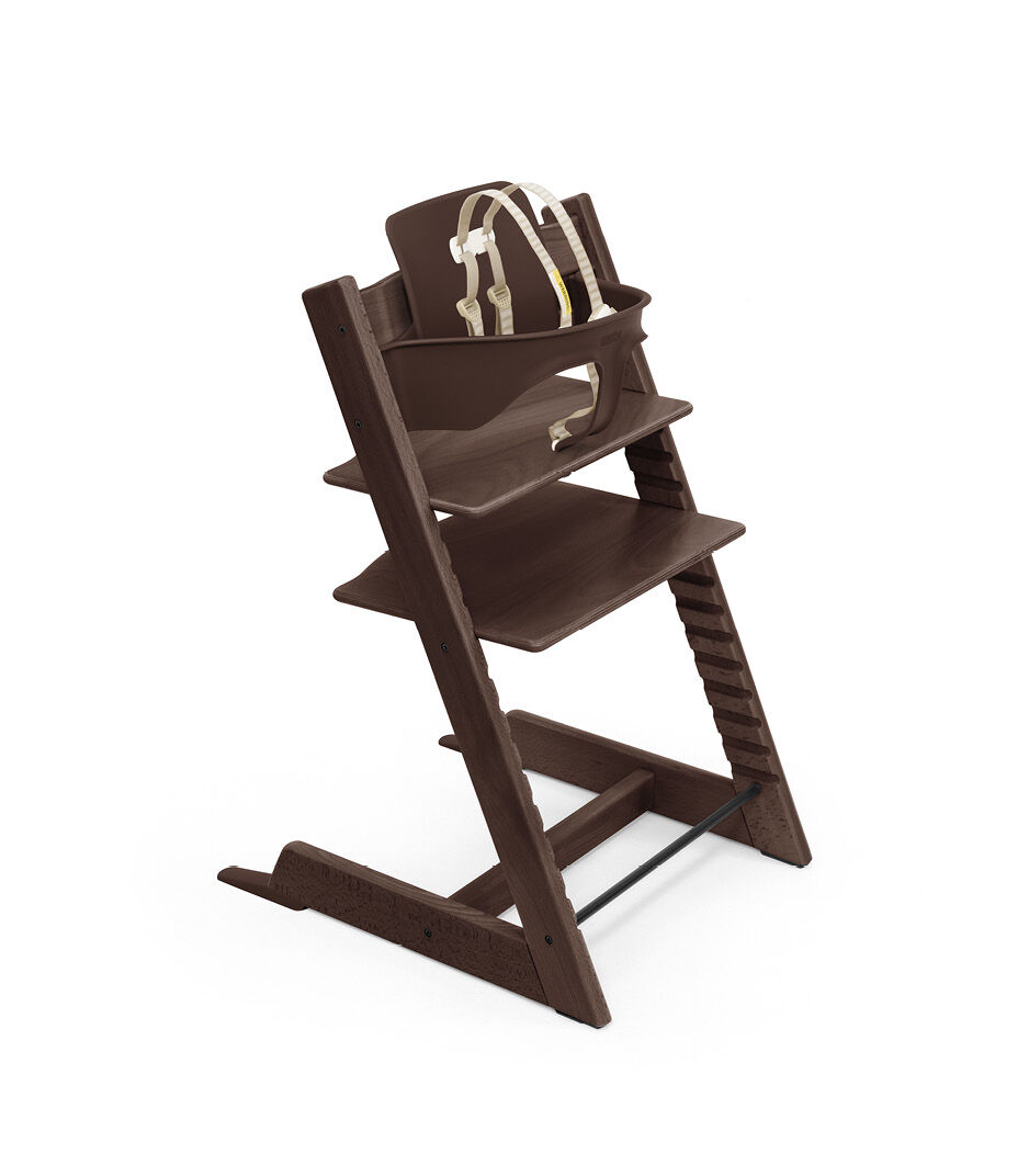 Tripp Trapp® chair Walnut Brown, with Baby Set. US version.