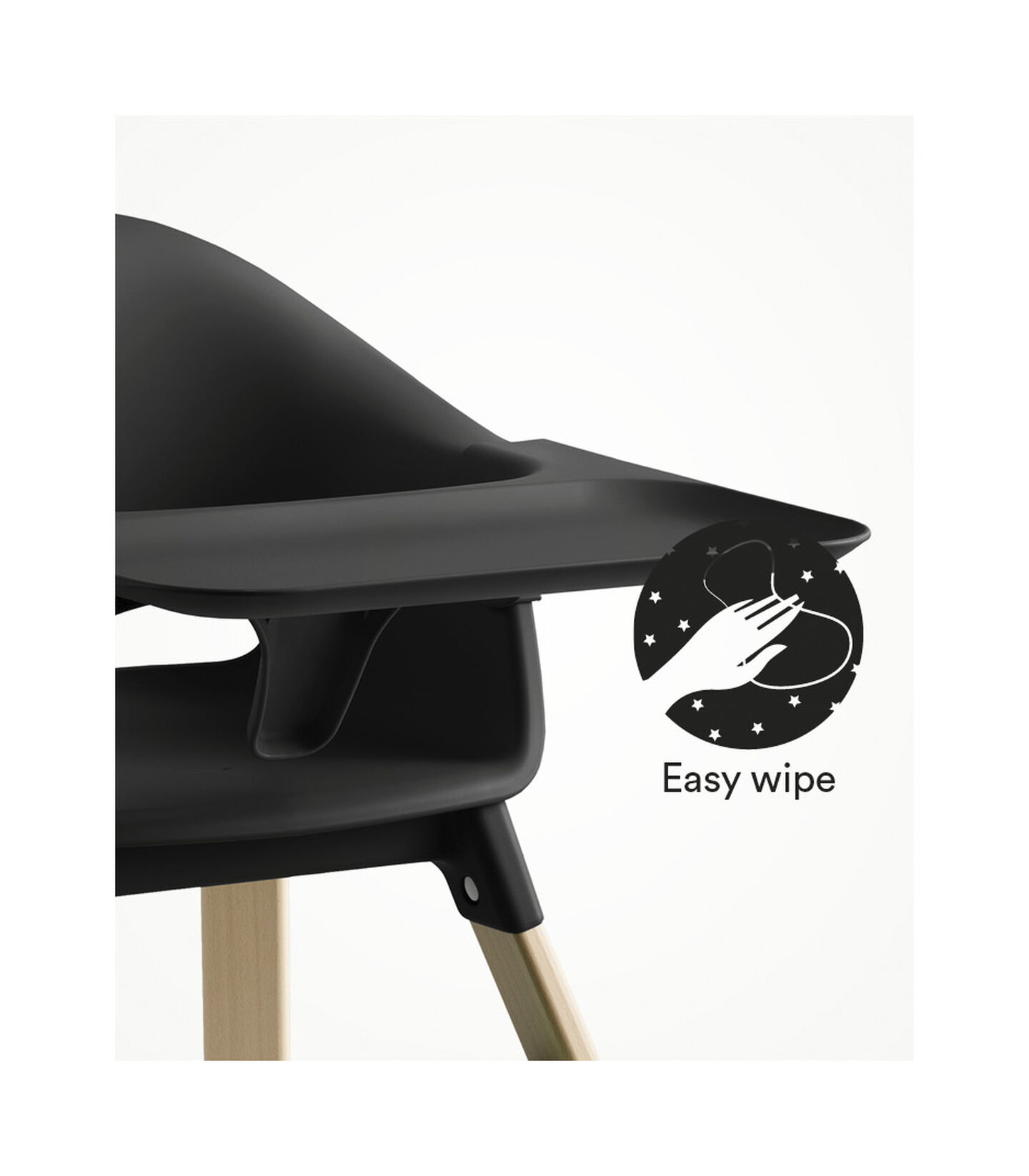 Stokke® Clikk™ High Chair with Tray, in Natural and Black. Easy Wipe. view 7