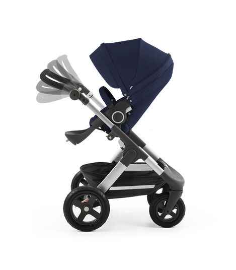 Chassis with Stokke® Stroller Seat, Deep Blue. Handle Positions. view 3
