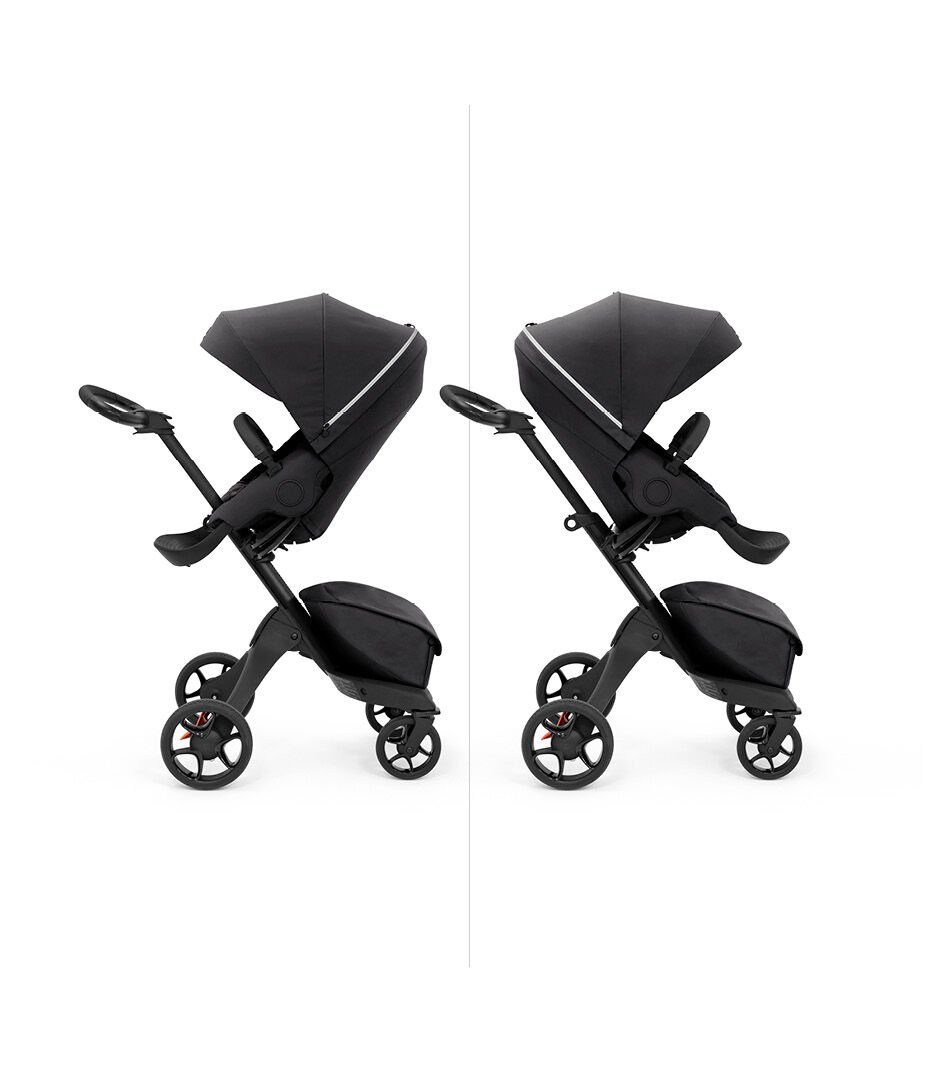 Stokke® Xplory X with seat, Rich Black. Parent and forward facing. galery image 6
