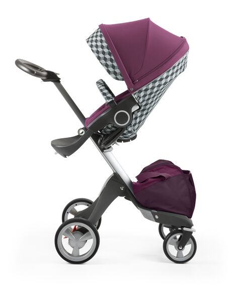 Stokke&reg; Stroller Seat with Style Kit Grey Cube and Stokke&reg; Xploy&reg; chassis, Purple.