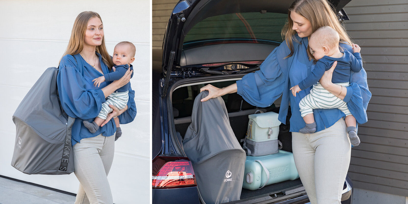 STOKKEストッケクリック/トラベルバッグ未使用 STOKKE ストッケ クリック トラベルバッグ / ダークグレー ｜ ブリベビ