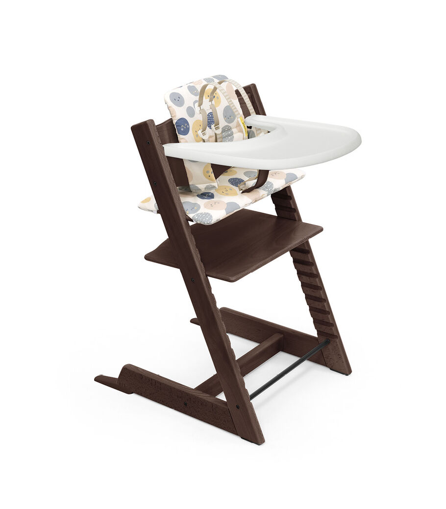 Tripp Trapp® Bundle. Chair Walnut Brown, Baby Set with Tray and Classic Cushion Soul System. US version. view 48