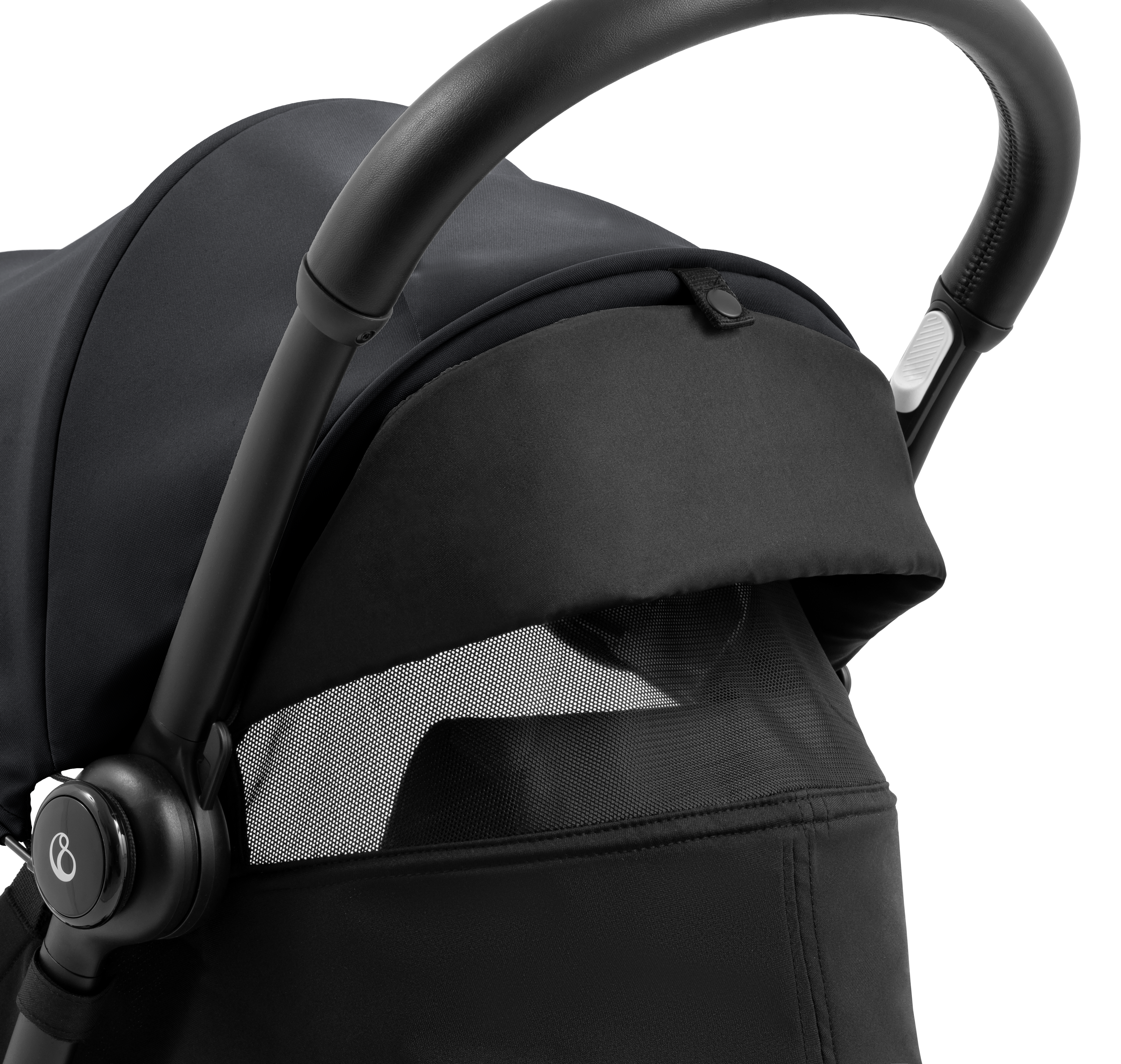 YOYO5 Stroller. Seat Pack, Black. Detail, ventilation. Rear angled view. galery image 5