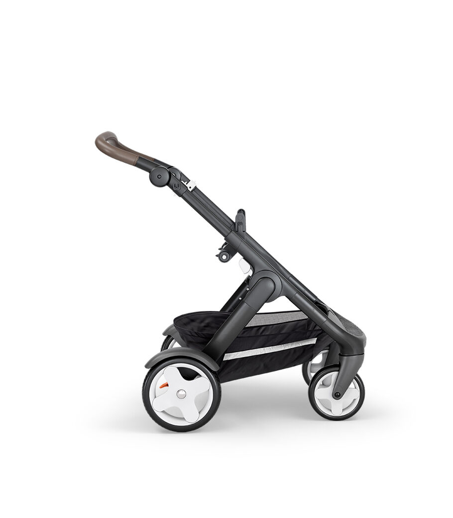 Stokke&reg; Trailz&trade; with Black Chassis, Brown Leatherette and Classic Wheels.