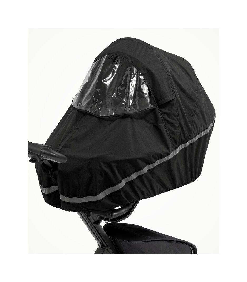 Stokke® Xplory® X Rain Cover on Carry Cot. Zoomed. Accessories.  
