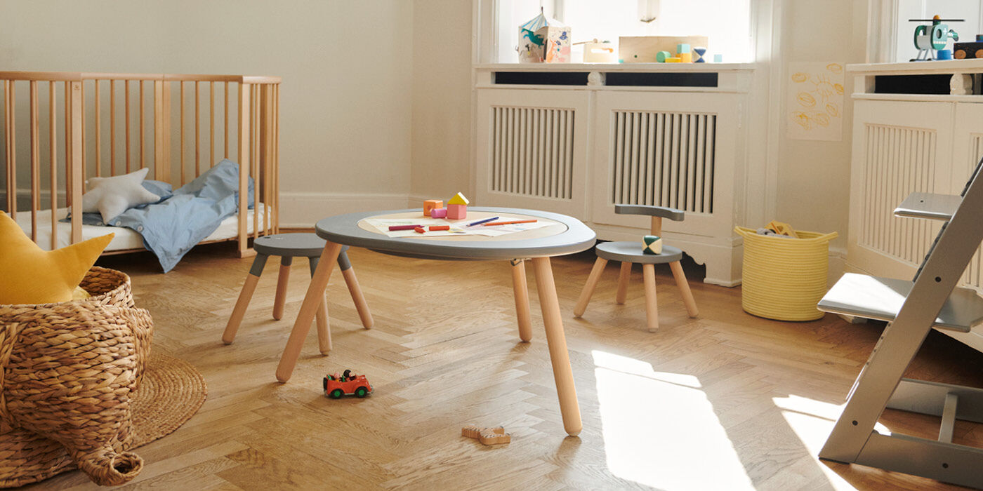 Stokke® MuTable Table and Chair Storm Grey. Chair Leg Extension.