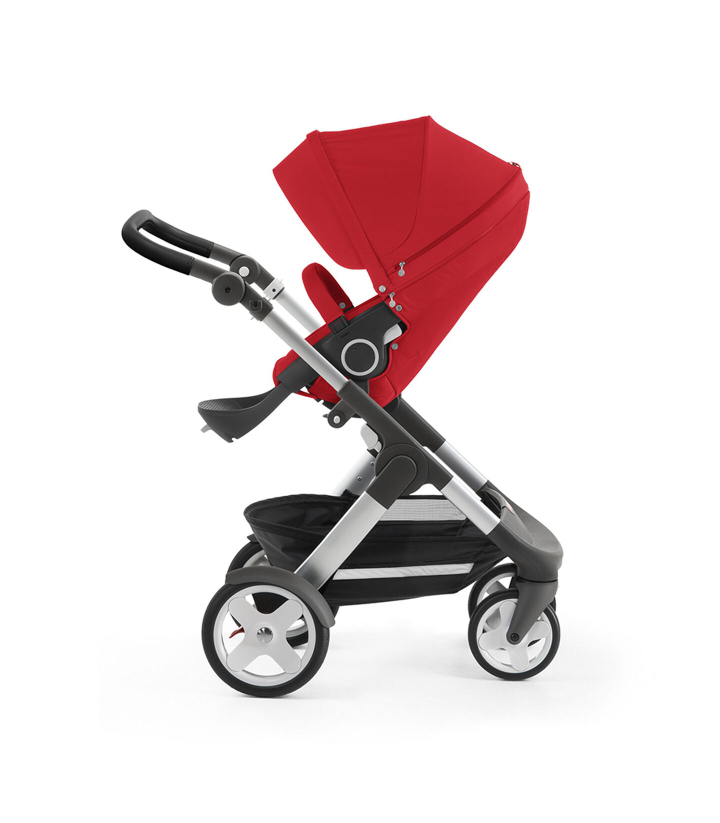 Stokke® Trailz™ with Stokke® Stroller Seat, Red. Classic Wheels. view 1