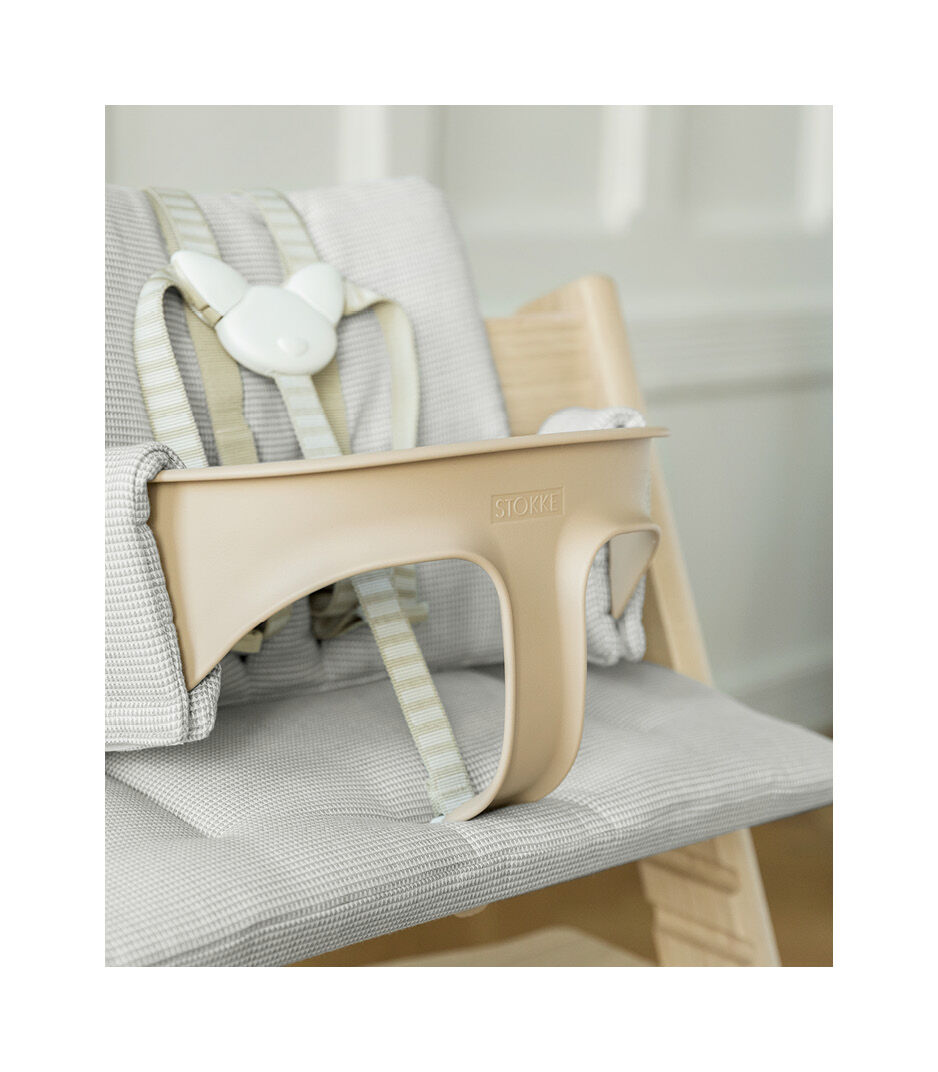 Tripp Trapp® Classic Cushion Nordic Grey on Oak Natural chair with Baby Set Natural US.