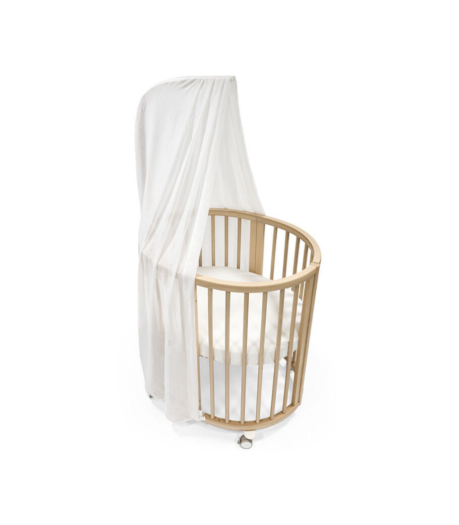 Stokke® Sleepi™ Mini. With Mattress and Canopy. Fitted Sheet, White. view 6