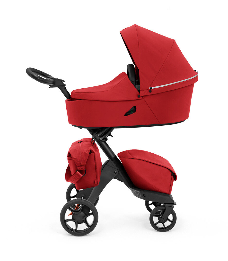 Stokke® Xplory® X Changing Bag Ruby Red on Stroller, Accessories. 