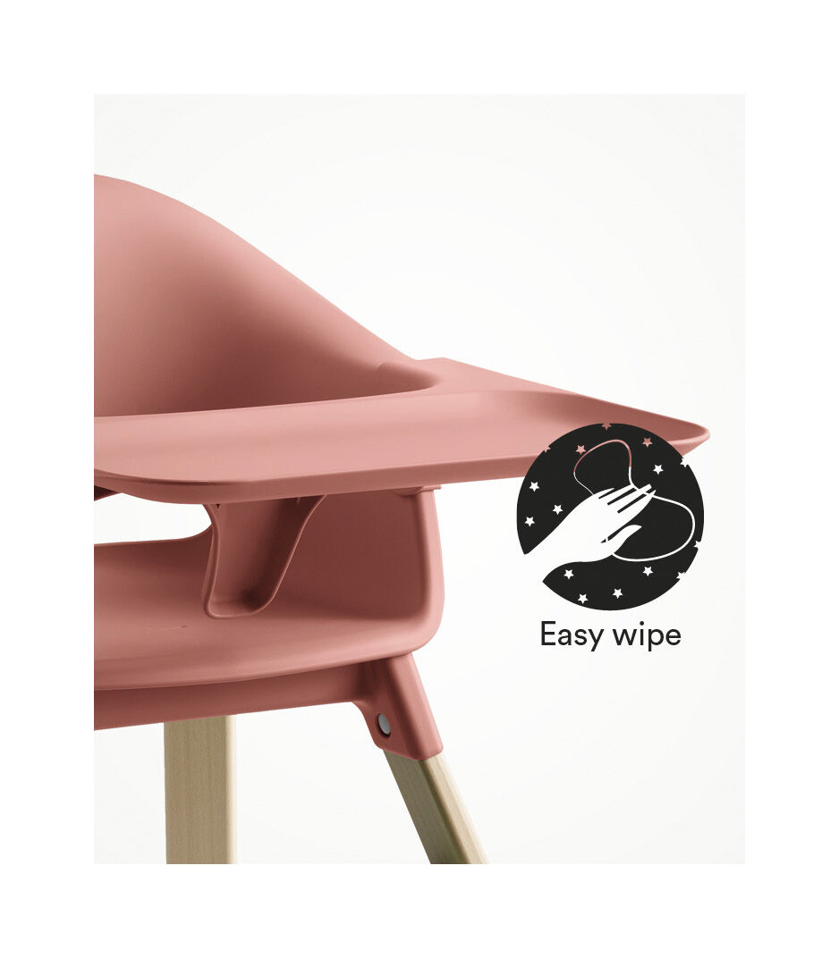 Stokke® Clikk™ High Chair with Tray, in Natural and Sunny Coral. Easy Wipe. galery image 4