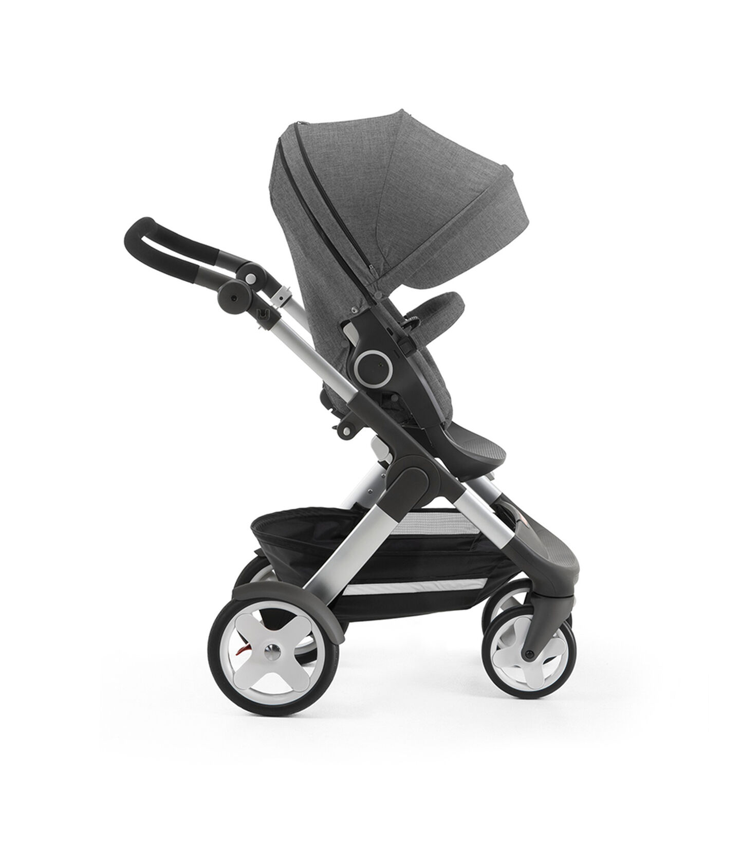 Stokke® Trailz with Stokke® Stroller Seat, forward facing, active position. Black Melange. view 5