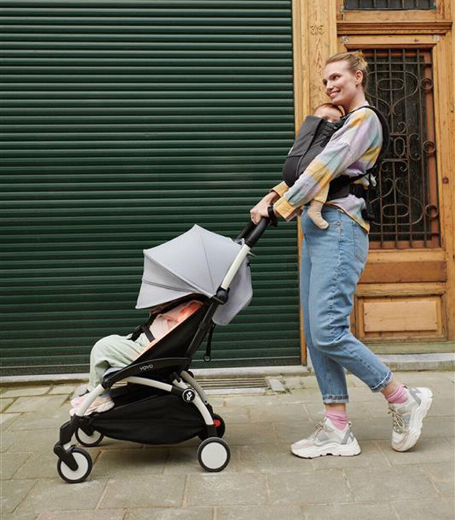 Stokke® YOYO³ stroller from 6 months - Stone on White, Stone with White Frame, mainview