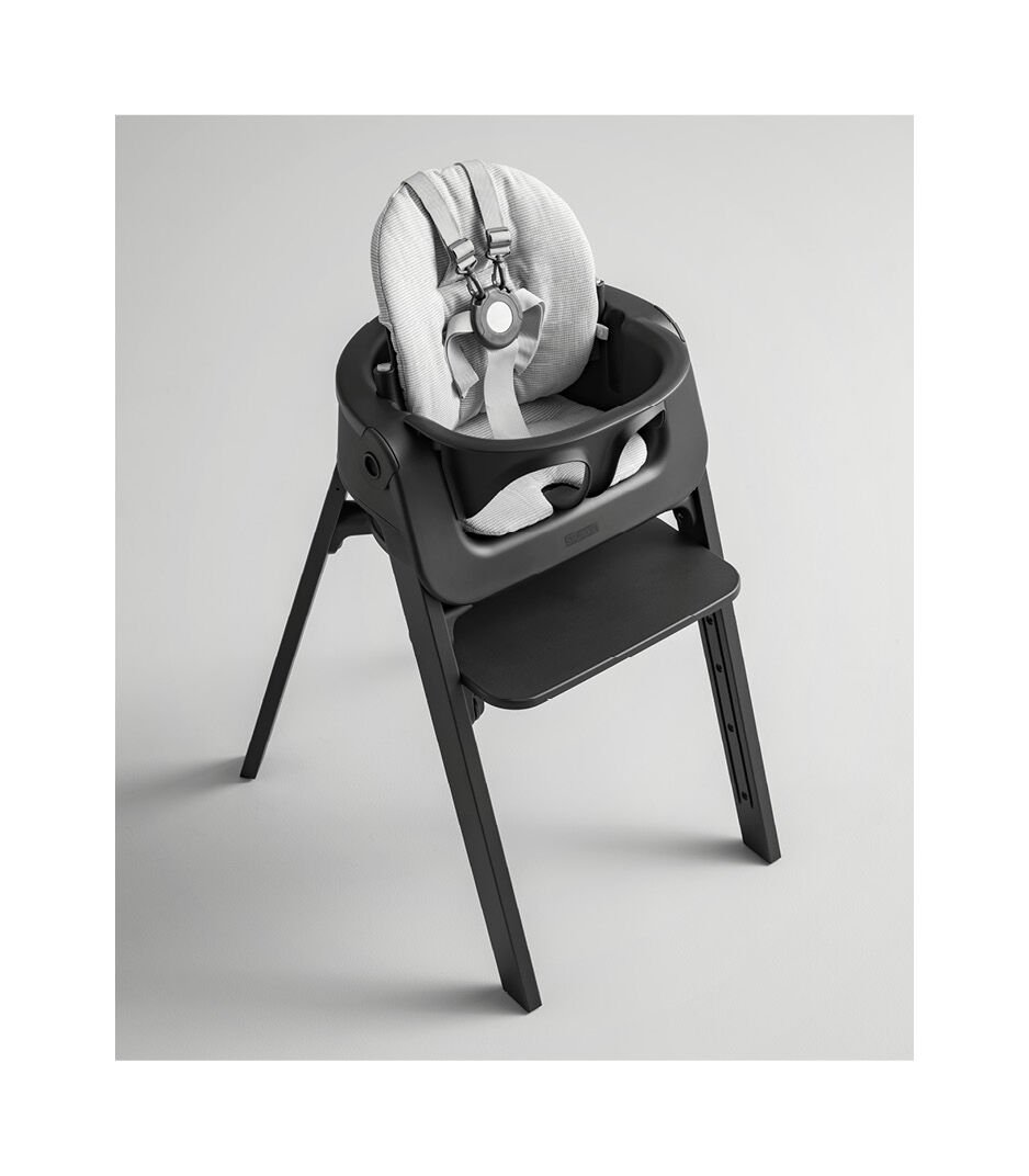 Stokke® Steps™ High Chair Black Beech with Black Baby Set and Nordic Grey Cushion