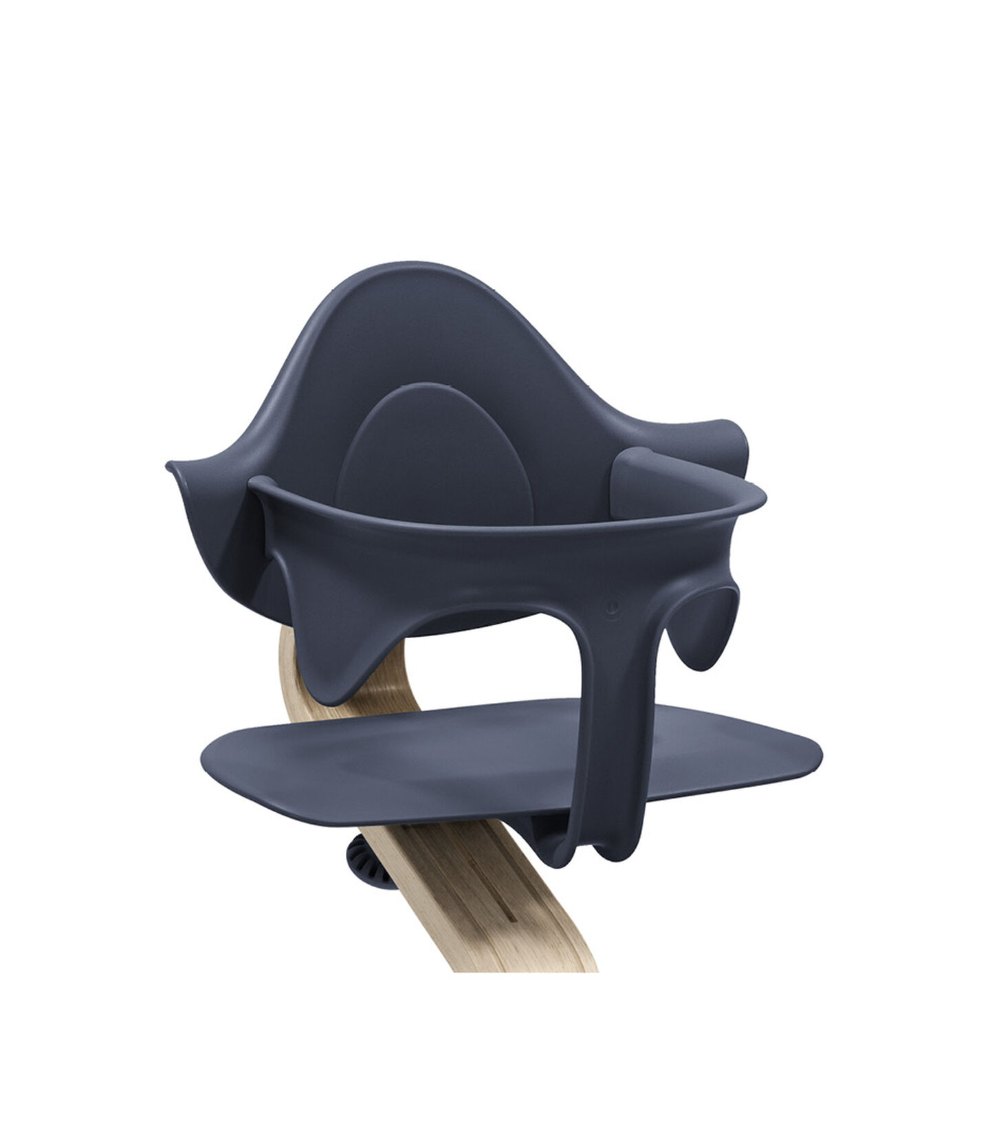 Stokke® Nomi® Chair Natural-Navy with Baby Set. Close-up. view 1