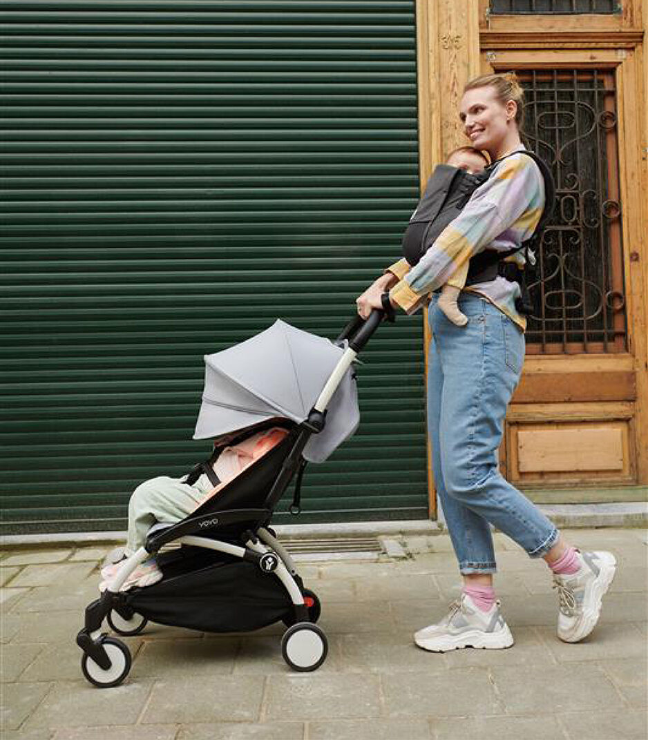 Stokke® YOYO³ stroller from 6 months - Stone on White, Stone with White Frame, mainview