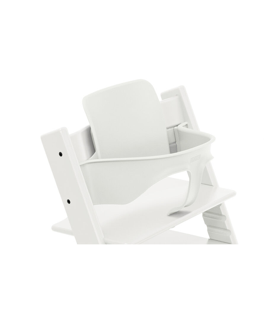 Tripp Trapp® Chair White with Baby Set. Close-up.