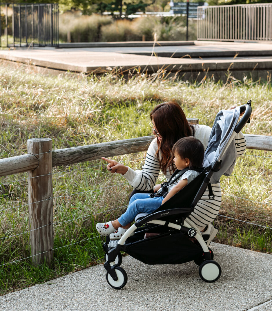 Stokke® YOYO³ stroller from 6 months - Stone on White, Stone with White Frame, mainview