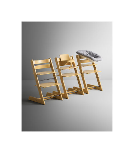 Højstol af den skandinaviske designer Peter Opsvik. En behagelig og ergonomisk bøgetræsstol, som vokser med dit barn - fra nyfødt voksenalderen.