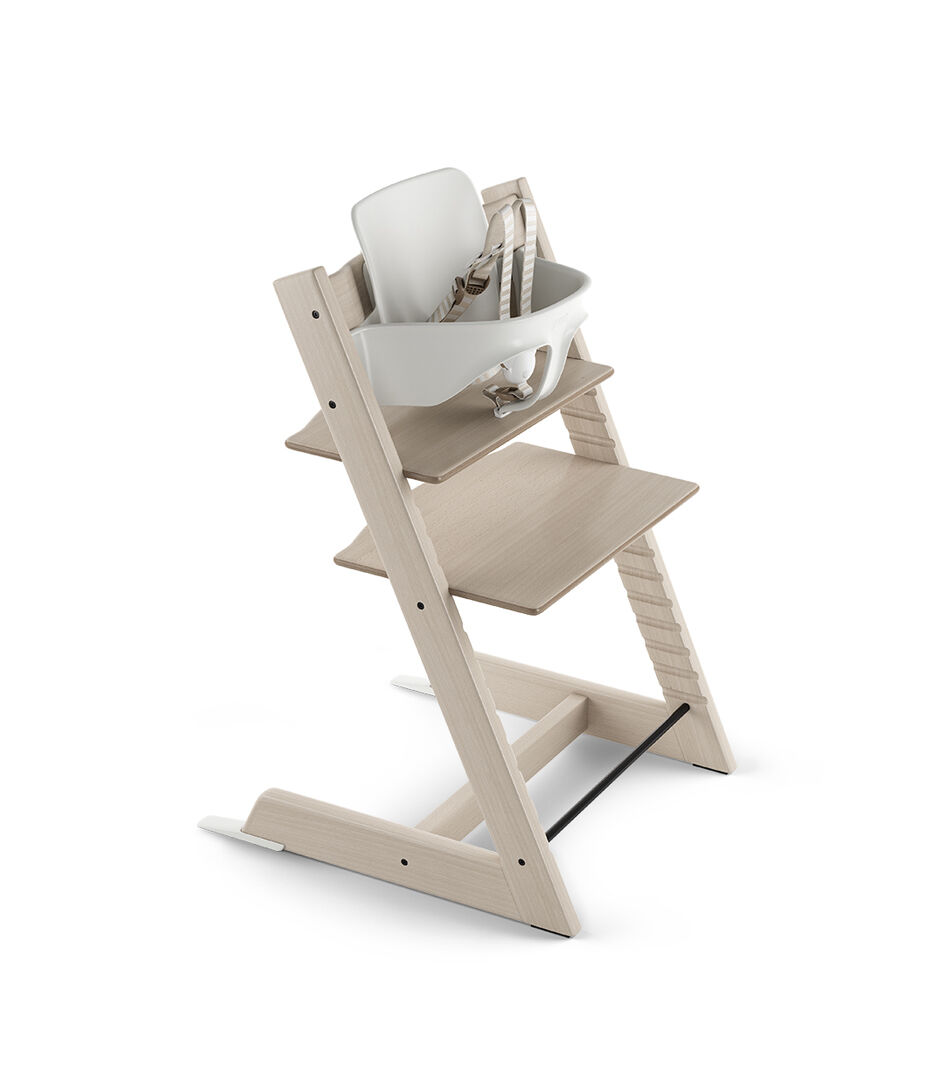 Tripp Trapp® Chair Whitewash with Baby Set. US version.