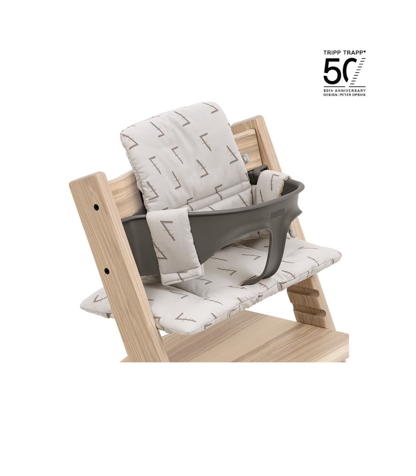 Tripp Trapp® Limited Edition Ash Mixed with Baby Set White and Classic Cushion Icon Grey. view 3