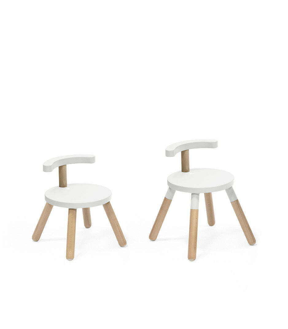 Stokke® MuTable™ Chair White with/whitout Leg Extension.