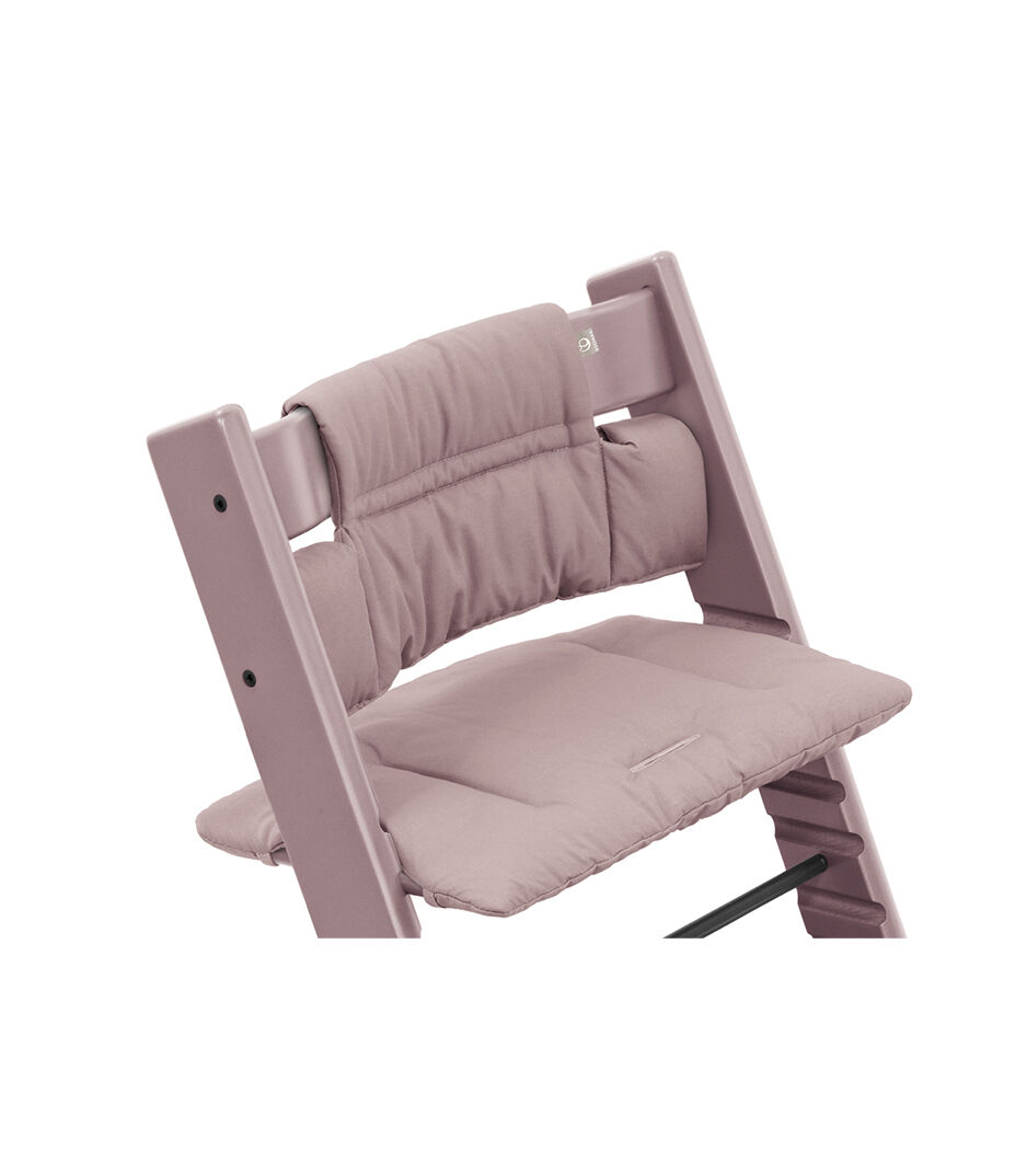 Tripp Trapp® chair Heather Mauve with Classic Cushion. Close-up.