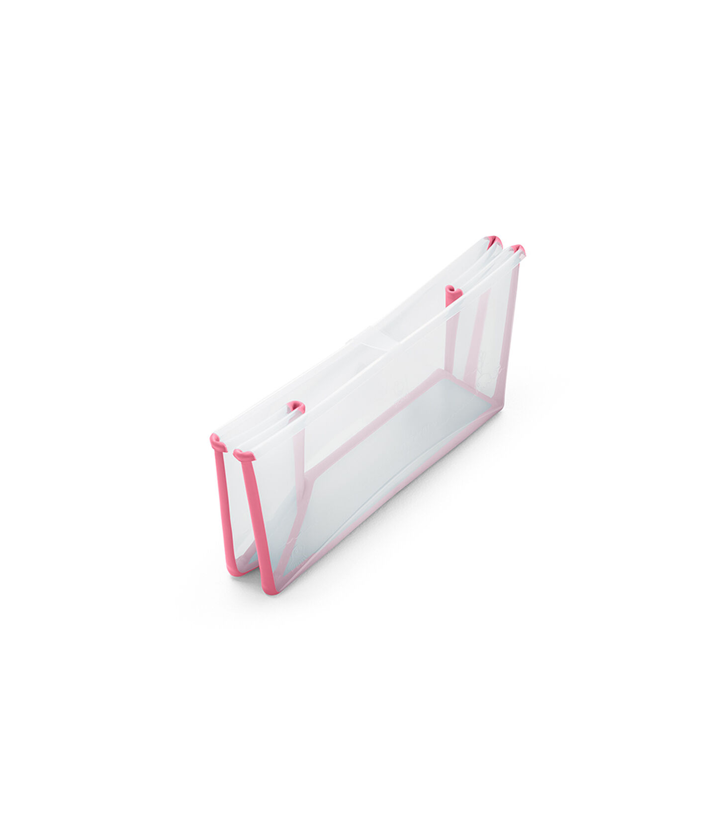 Stokke® Flexi Bath® bath tub, Transparent Pink. Folded.