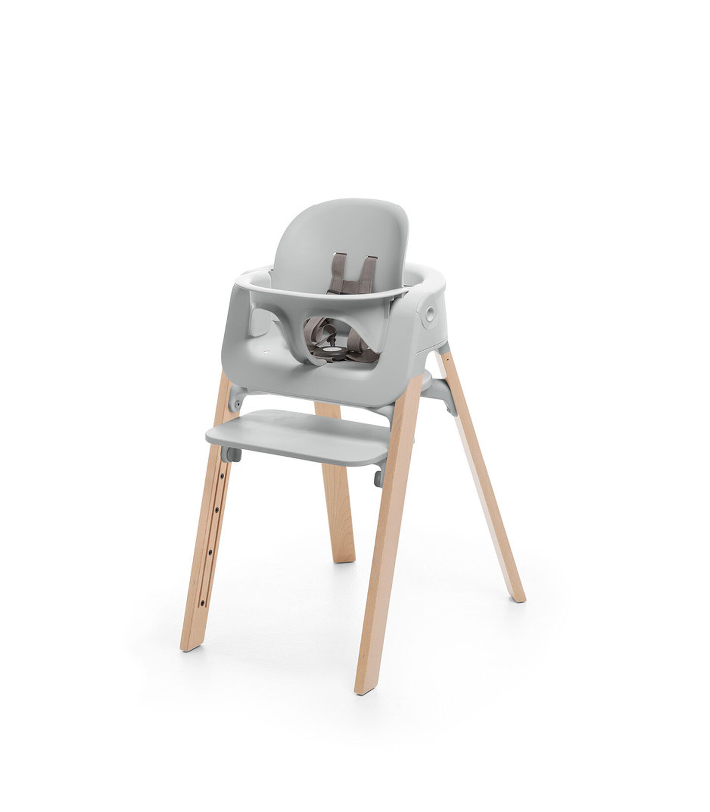 Stokke&reg; Steps&trade; Natural chair with Baby Set Light Grey.