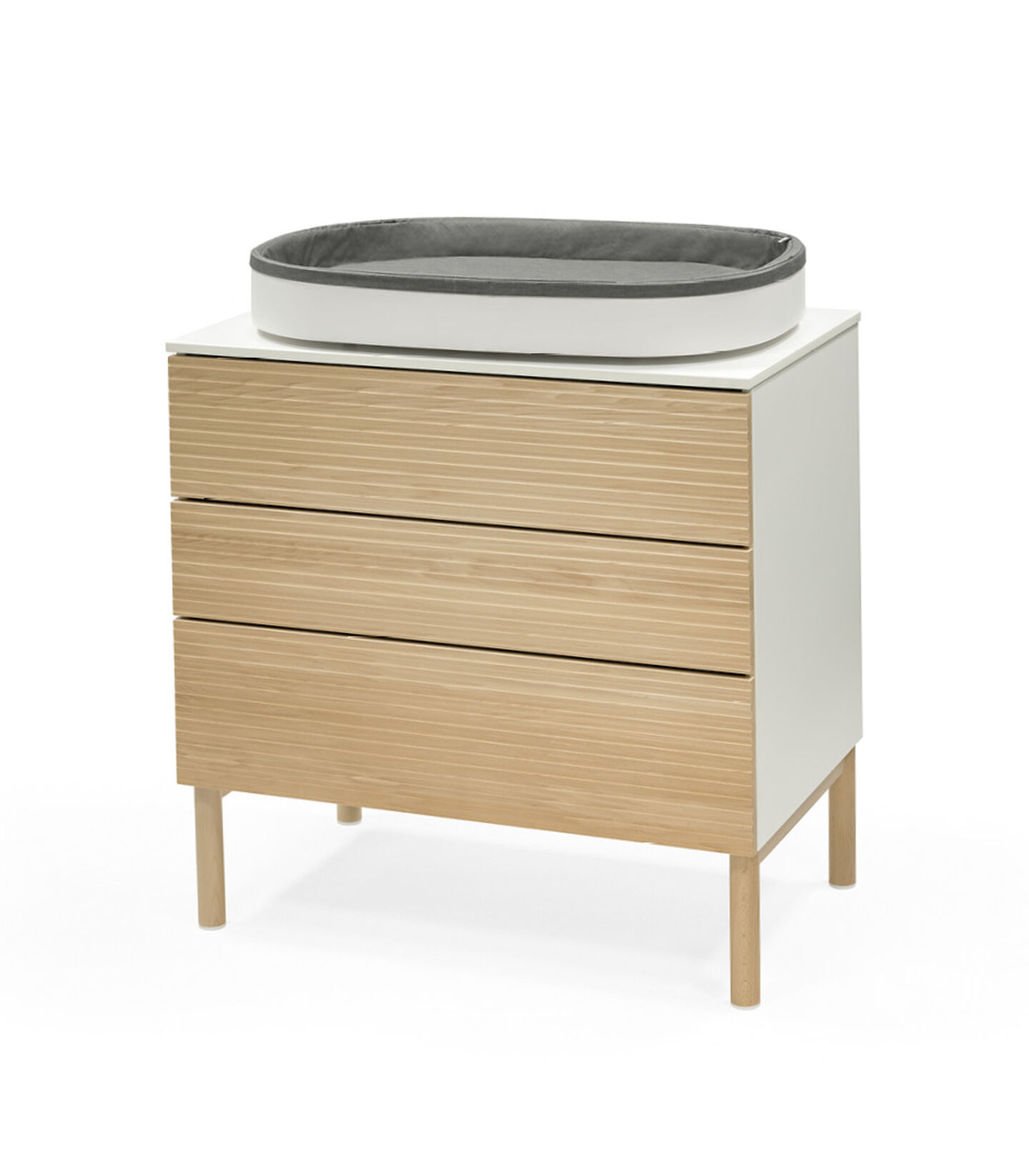 Stokke® Sleepi™ Dresser, Natural. With Changer on Top. Changing Pad Grey. view 2