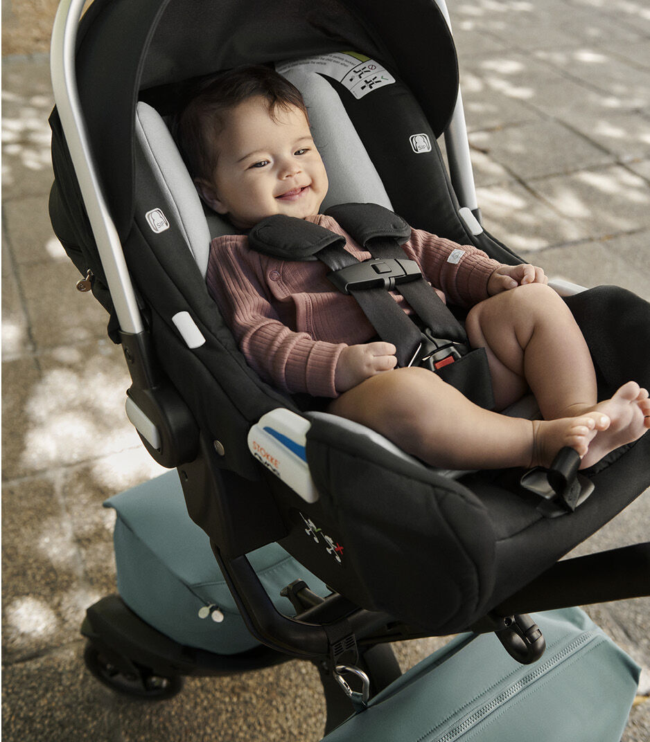 Stokke® Xplory® X Cool Teal and Stokke® PIPA™ By Nuna® Car Seat. US variant.