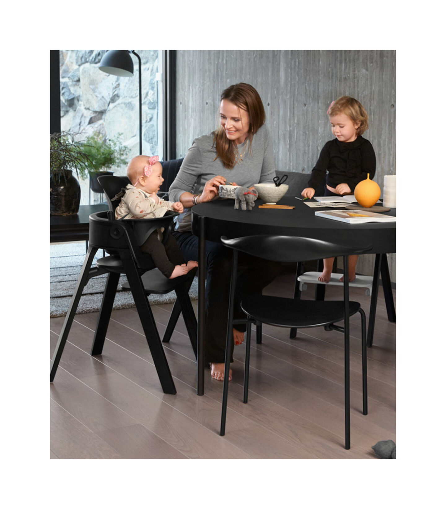 Stokke® Steps™ High Chair Black Legs with Black, Black with Black, mainview view 2