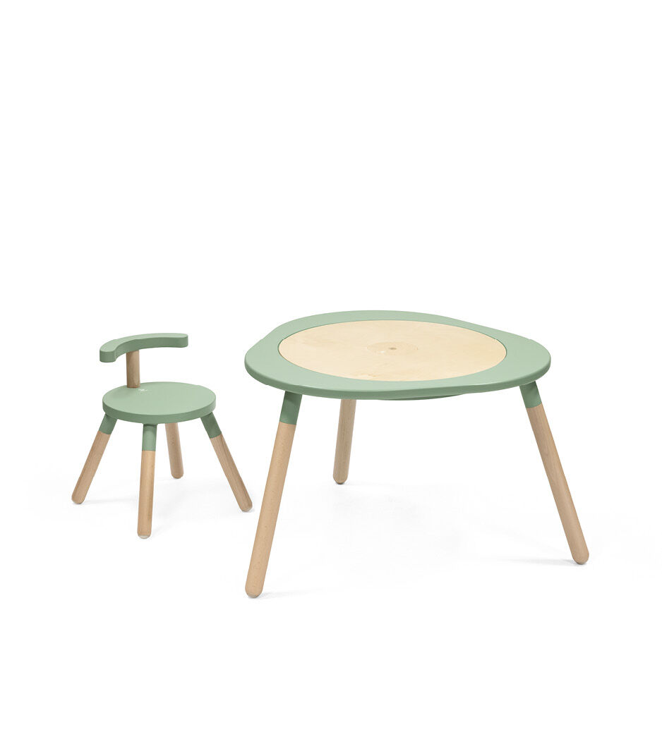 Stokke® MuTable™ Chair and Table Clover Green. With Leg Extension.