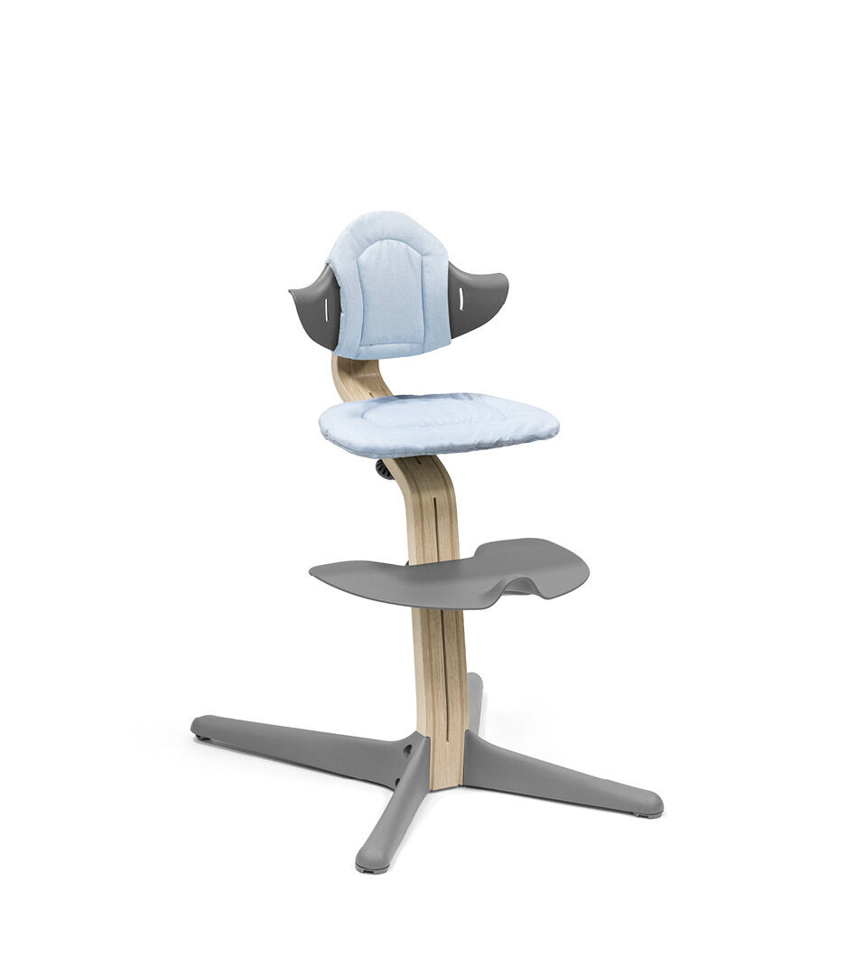 Stokke® Nomi® Chair Natural-Grey with Blue Cushions. galery image 5