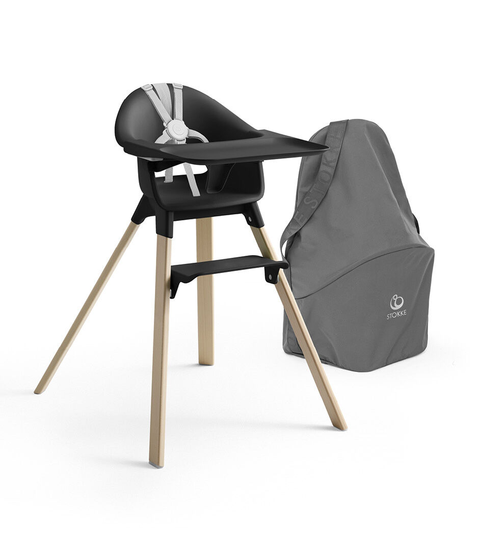 Stokke® Clikk™ High Chair Black with Travel Bag Grey.