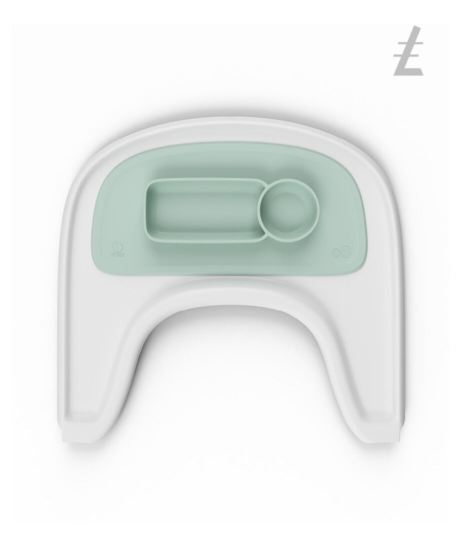 ezpz™ by Stokke®, Soft Mint. Stokke® Tray White for Tripp Trapp®.
